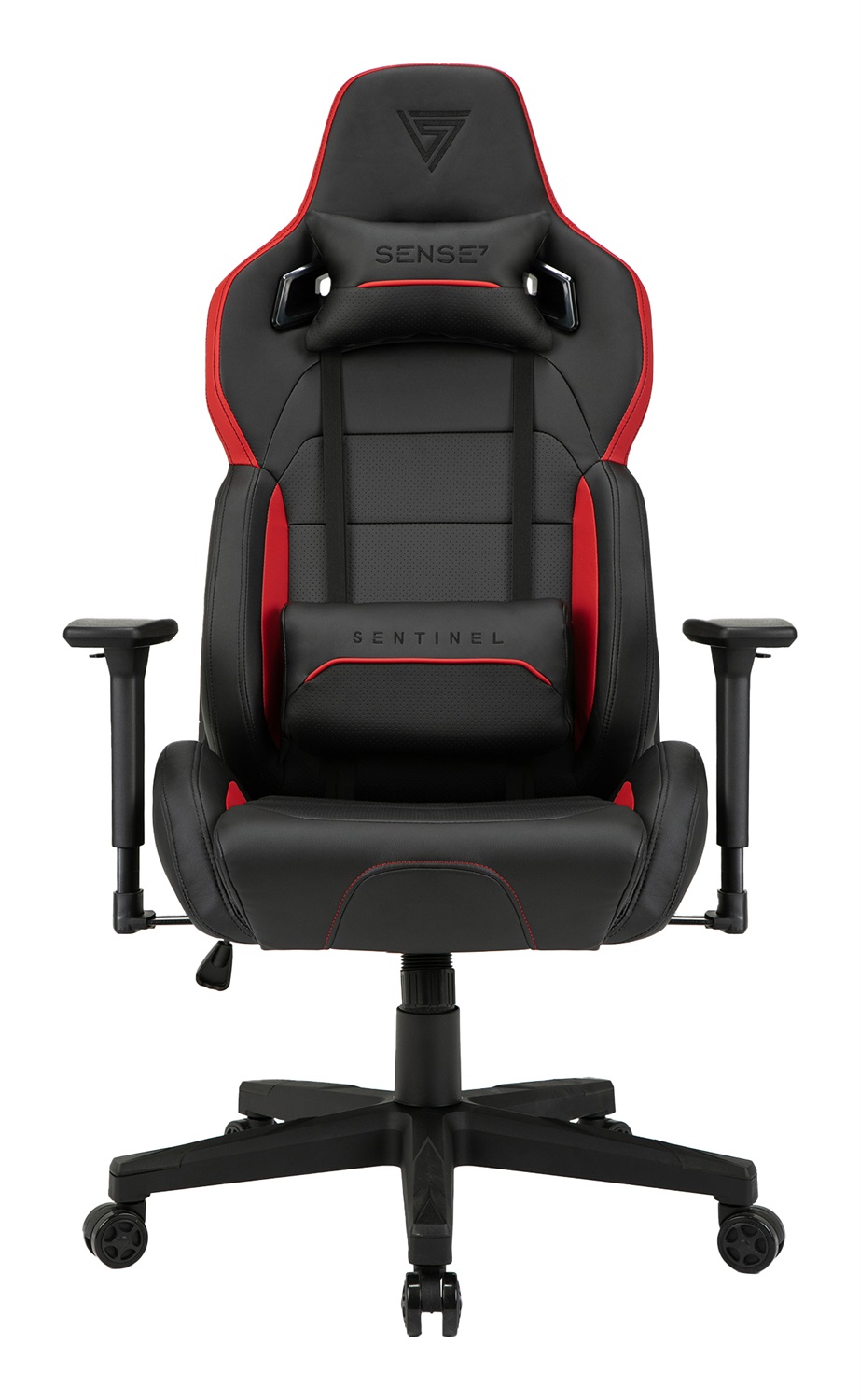 SENSE7 Sedia da Gaming Sentinel Ergonomica Nero Rosso con Braccioli 3D e Cuscini Lombari Regolabili