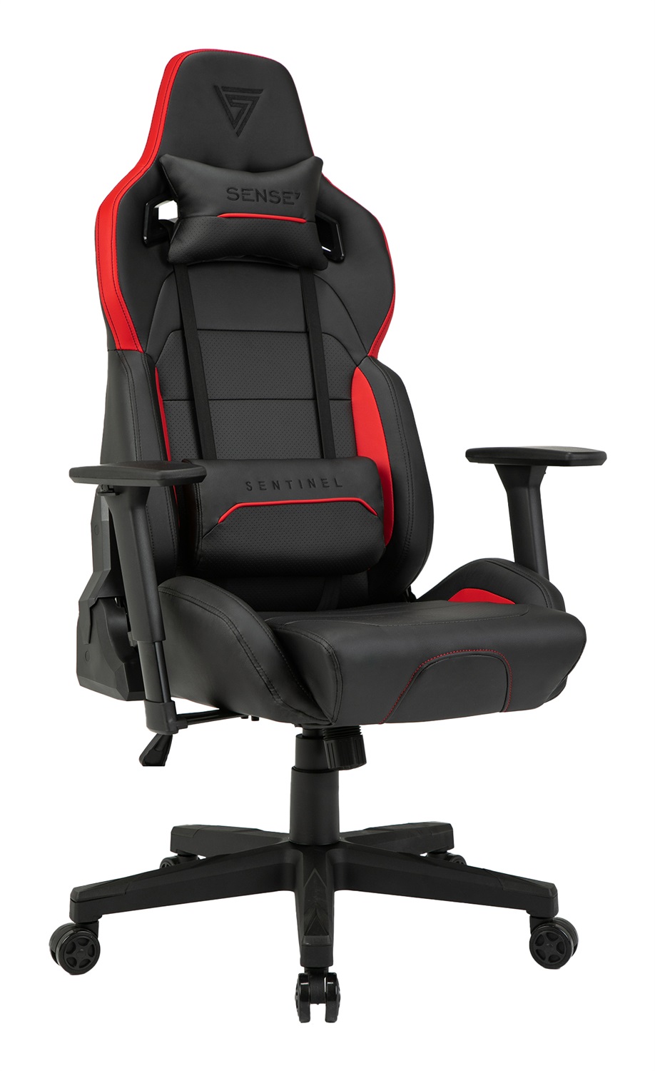 SENSE7 Sedia da Gaming Sentinel Ergonomica Nero Rosso con Braccioli 3D e Cuscini Lombari Regolabili