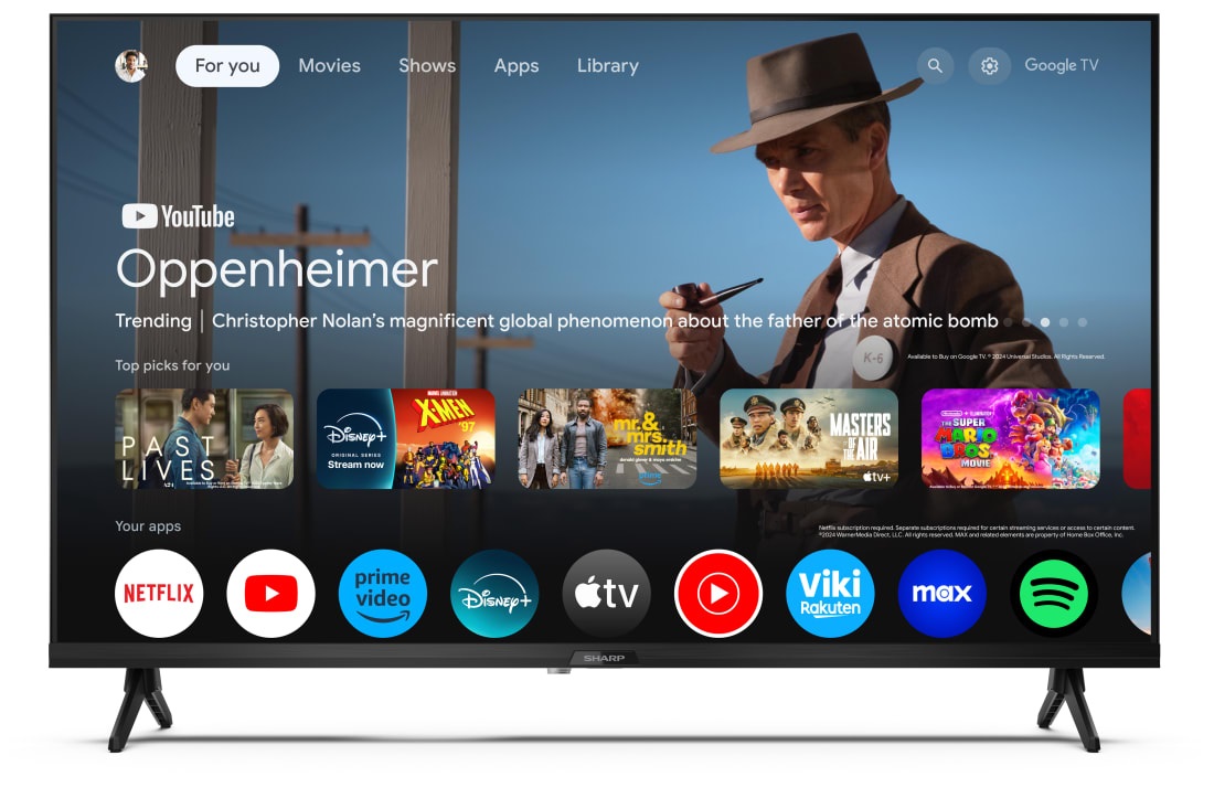 Sharp 32GF2265E Smart TV 32 Pollici HD Ready LED Google TV DVB-T/T2 Frameless Nero