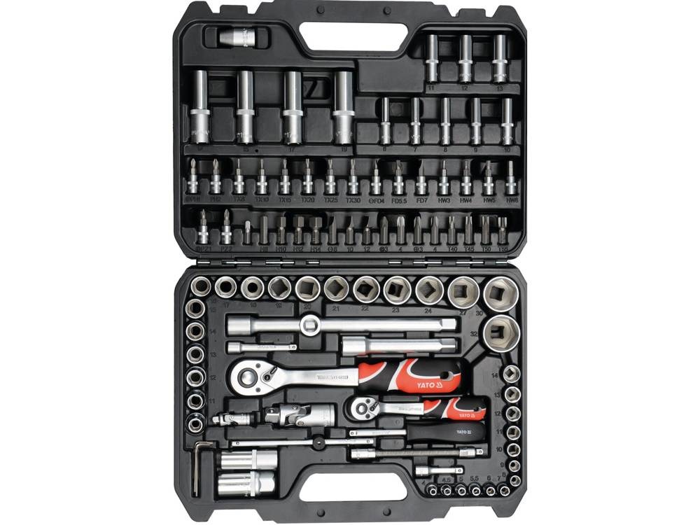 Yato YT-12681 - Set di chiavi a bussola professionale da 94 pezzi con cricchetto 1/4 e 1/2 pollici