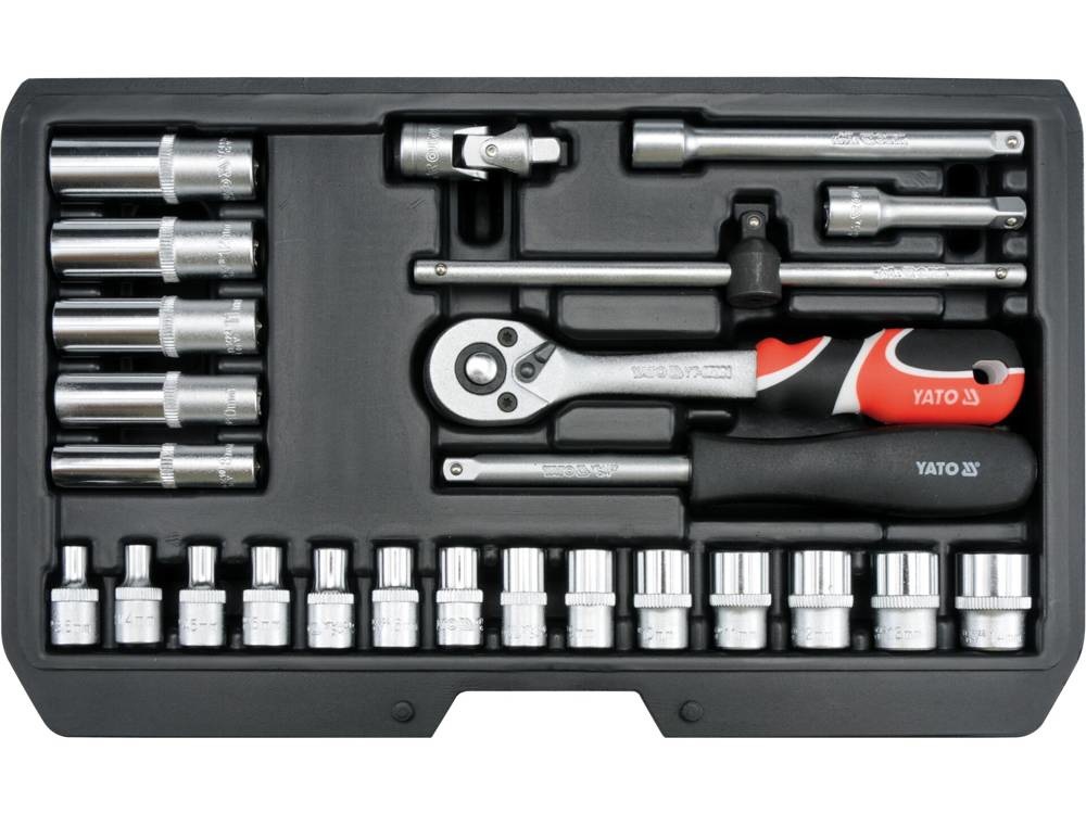 YATO Kit Attrezzi YT-14461 - Set di 25 Chiavi a Bussola 1/4 di Alta Qualità