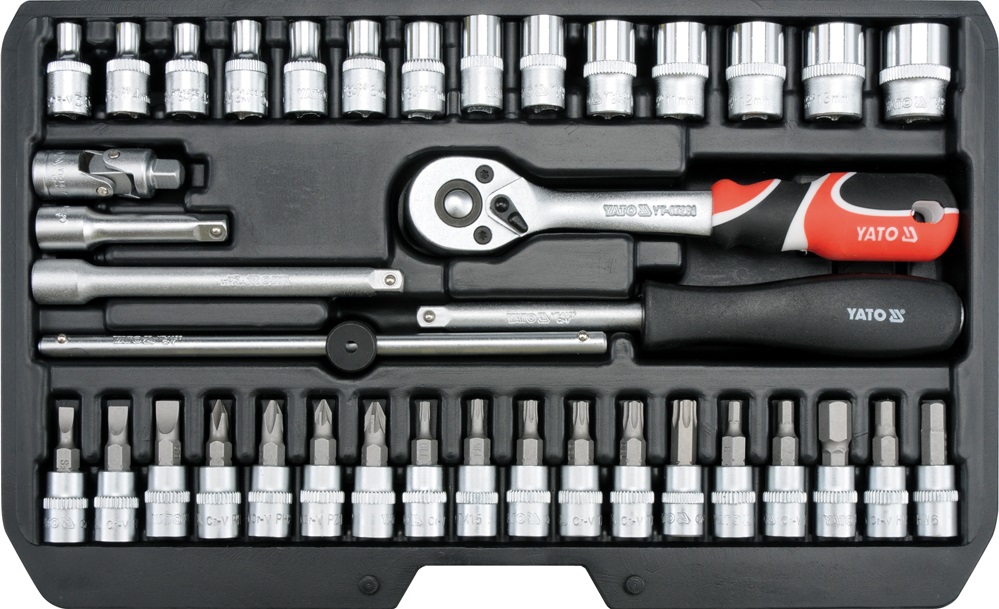 YATO Set di Utensili da 1/4 - 38 Pezzi, Acciaio CrV, Cricchetto a 72 Denti, Ideale per Riparazioni