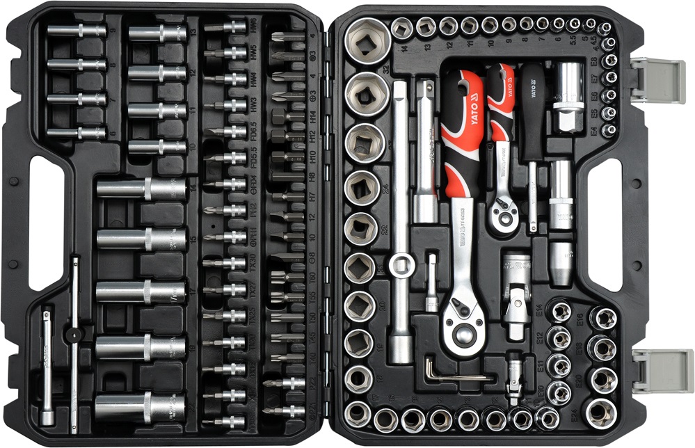 Yato YT 38791 - Set di chiavi a bussola 1/4 e 1/2, 108 pezzi di alta qualità