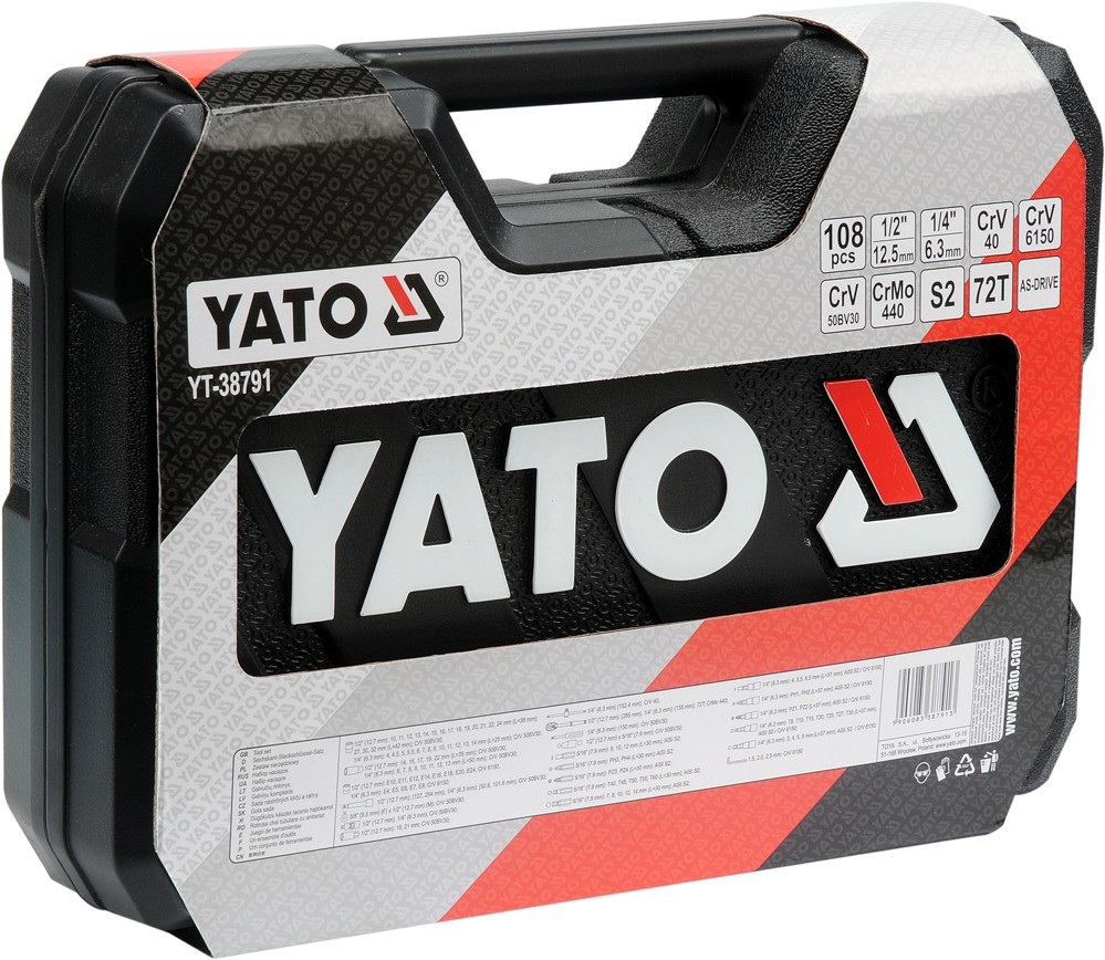 Yato YT 38791 - Set di chiavi a bussola 1/4 e 1/2, 108 pezzi di alta qualità
