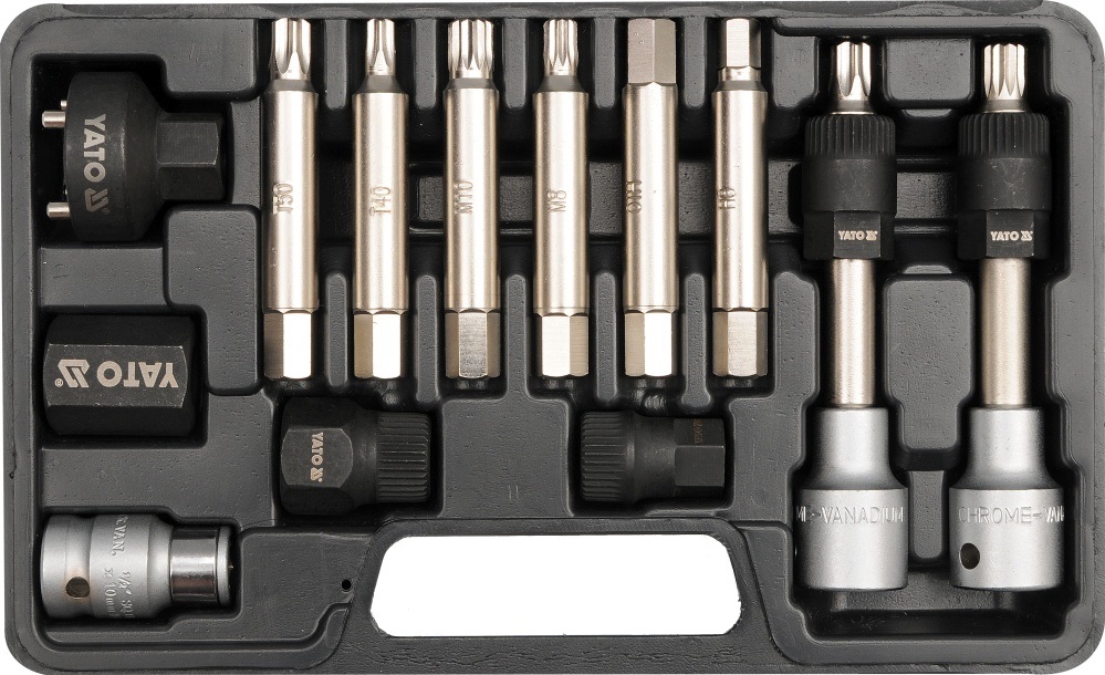 YATO Set di attrezzi per alternatore YT-0421 - 13 pezzi in acciaio CRV con punte esagonali e torx