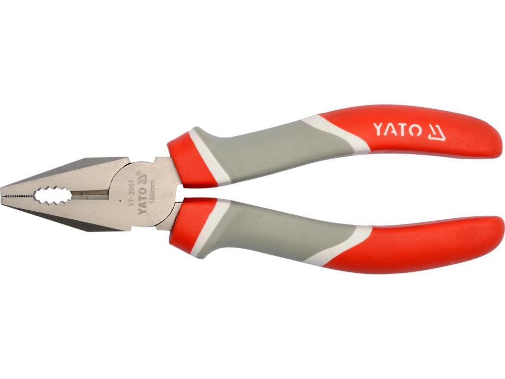 YATO Pinza Universale YT-2007 180mm - Acciaio al Carbonio, Ganasce Nichelate, Impugnature Ergonomiche