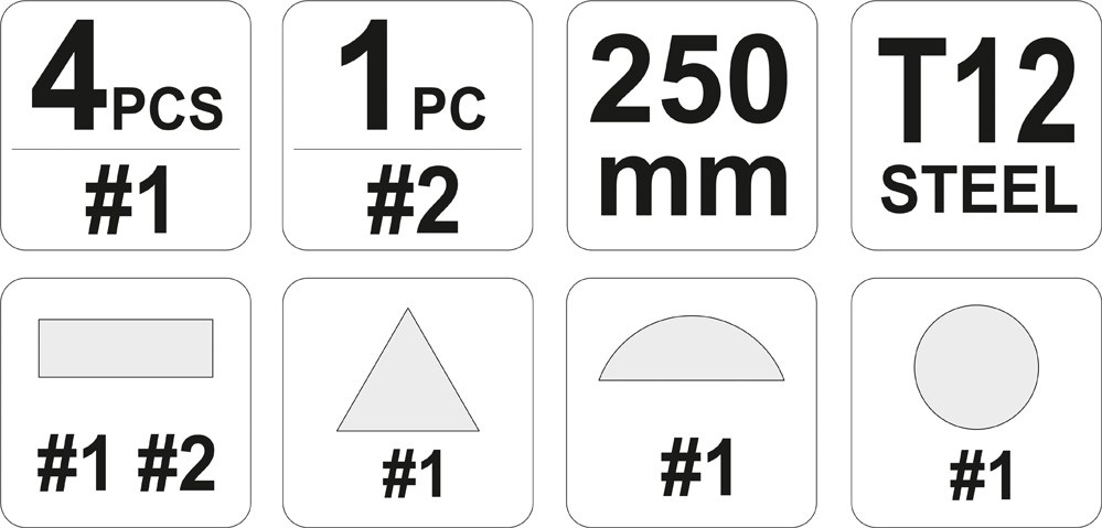 Yato YT-6238 - Set di 5 lime in metallo per uso domestico e professionale