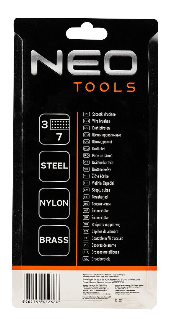 NEO TOOLS Spazzola Metallica 180 mm 39-100 - Ideale per Pulizia e Rimozione di Ruggine