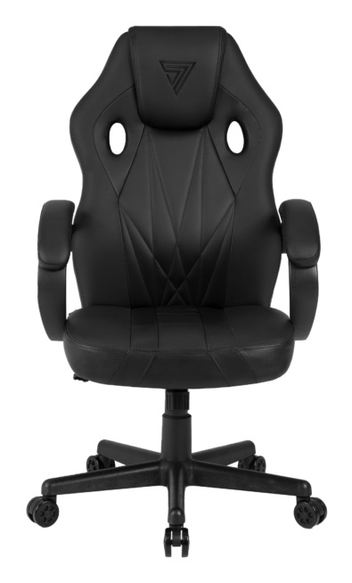 SENSE7 Poltrona da gioco Prism - Sedia ergonomica nera in similpelle con oscillazione e braccioli imbottiti, fino a 120kg
