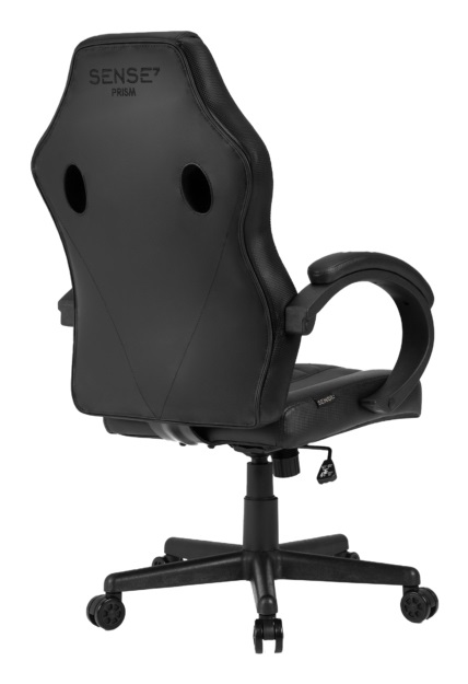 SENSE7 Poltrona da gioco Prism - Sedia ergonomica nera in similpelle con oscillazione e braccioli imbottiti, fino a 120kg