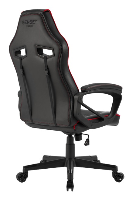 SENSE7 Knight Sedia da gioco ergonomica in pelle finta nera e rossa con cuscini lombari regolabili e funzione oscillante