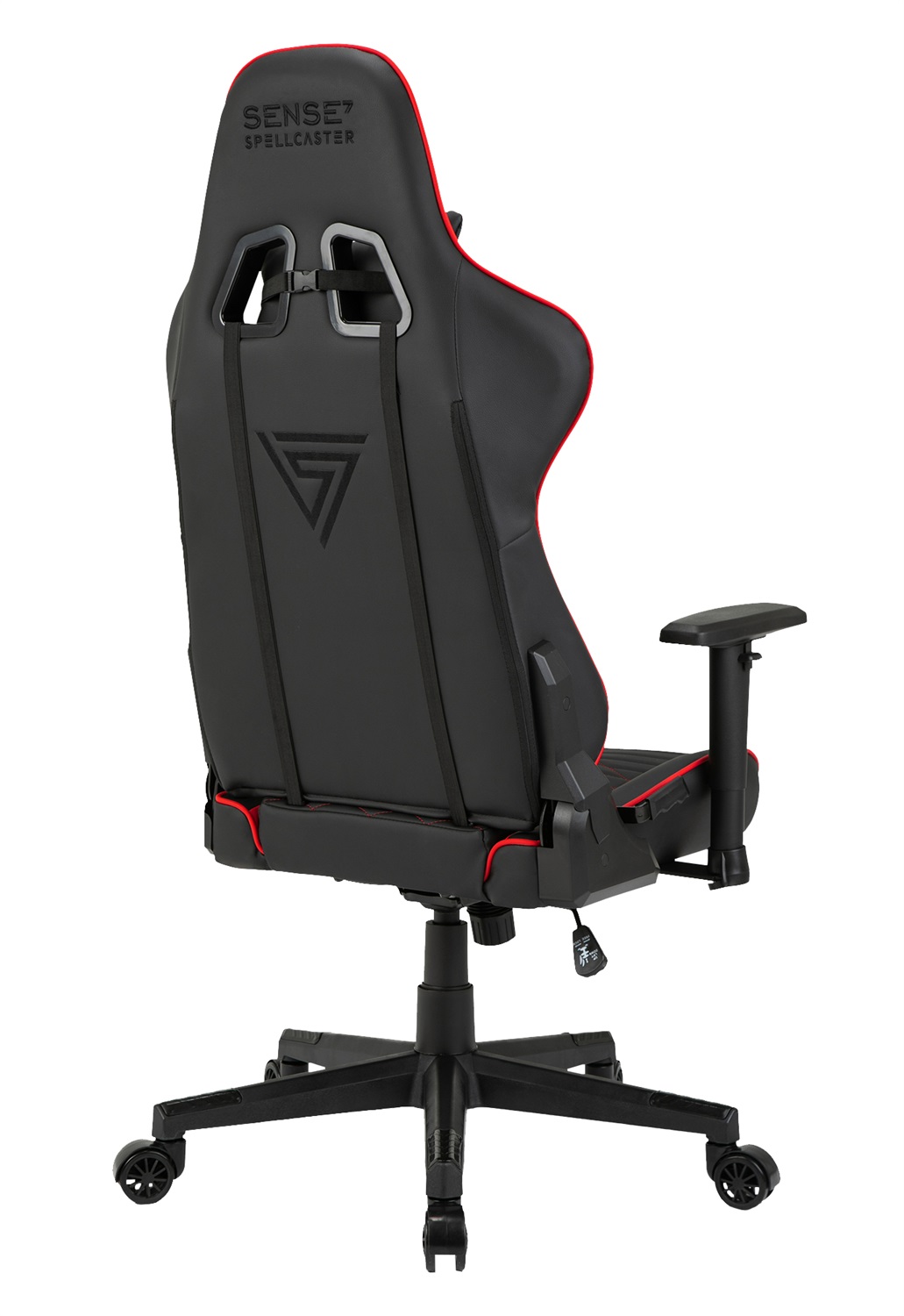 SENSE7 Poltrona da gioco Spellcaster - Ergonomica, con cuscini lombari regolabili, inclinazione e braccioli 2D, portata 150 kg, in similpelle nera e rossa