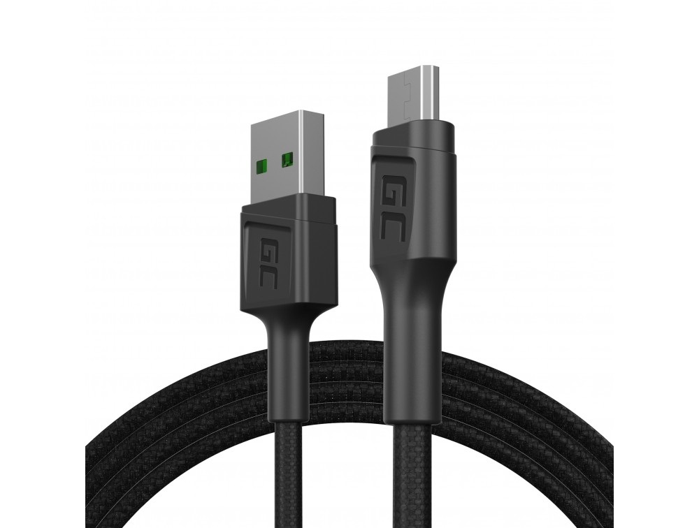 Green Cell Cavo USB-A a Micro USB 1.2m Nero Alta Velocità Compatibile con Quick Charge 3.0