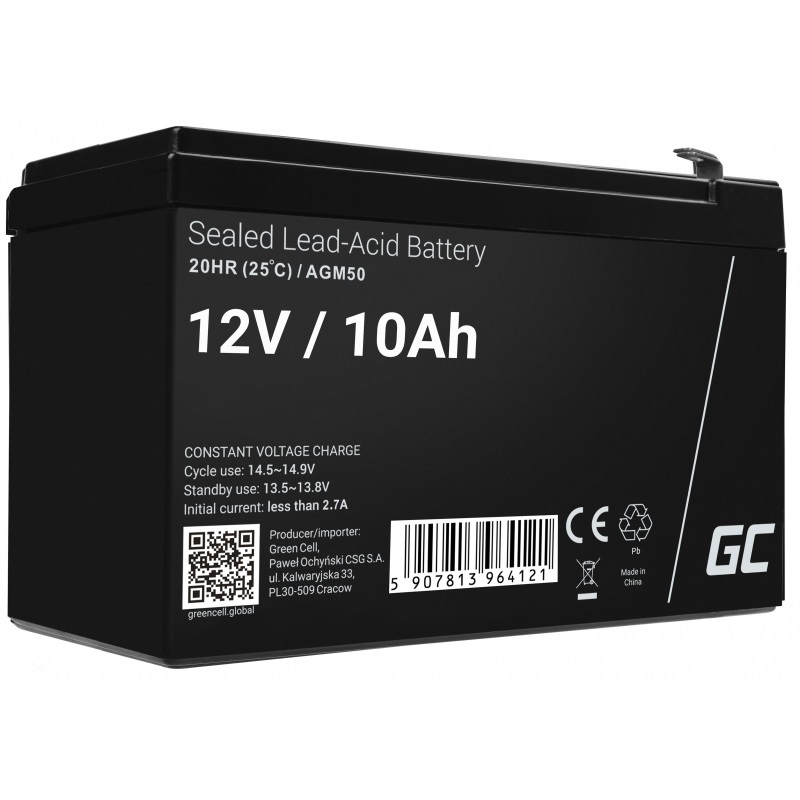 Green Cell Batteria AGM 12V 10Ah VRLA Sigillata Senza Manutenzione per UPS e USV