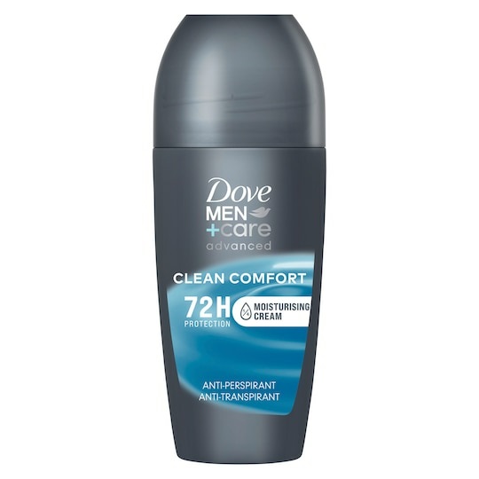 Dove Men Care Advanced Clean Comfort Deodorante Antitraspirante Roll-On 50ml - Protezione Fino a 72 Ore, Senza Alcol, con 1/4 di Crema Idratante