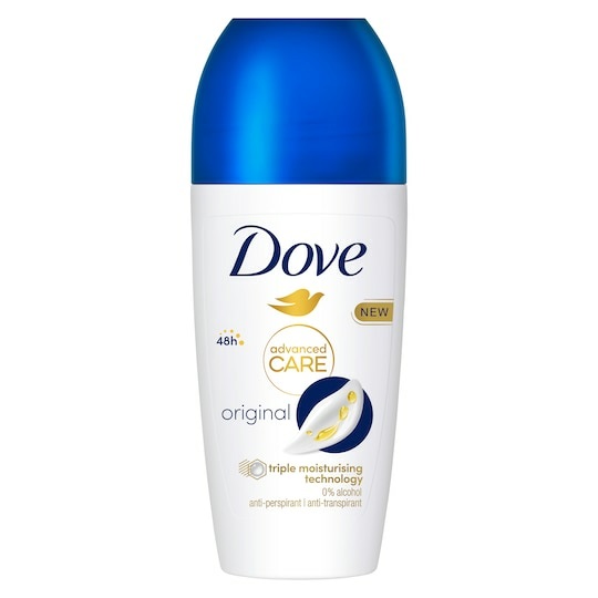 Dove Advanced Care Original Deodorante Roll-On 50ml - Antitraspirante con Tripla Azione Idratante, Protezione fino a 48 Ore, 0% Alcol