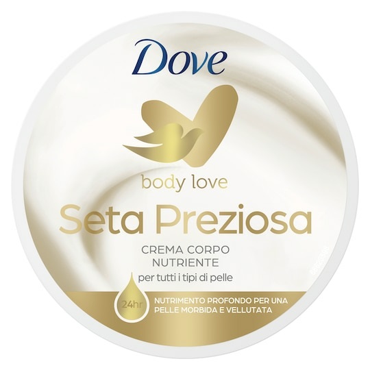 Dove Crema Corpo Seta Preziosa Nutriente 300ml - Per Tutti i Tipi di Pelle, Effetto Seta per 24h con Ceramide Restoring Serum