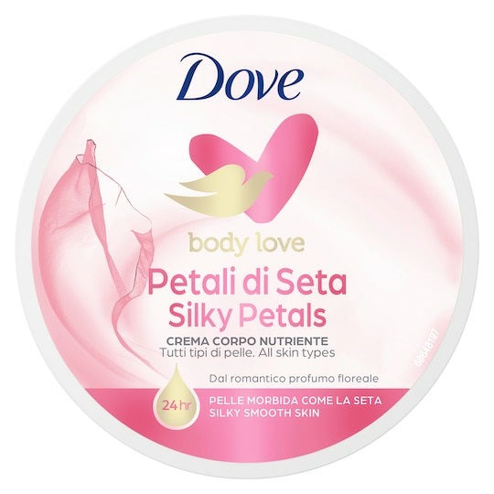 Dove Crema Corpo Petali di Seta 300ml - Nutriente per Tutti i Tipi di Pelle, Effetto Seta per 24h con Ceramide Restoring Serum