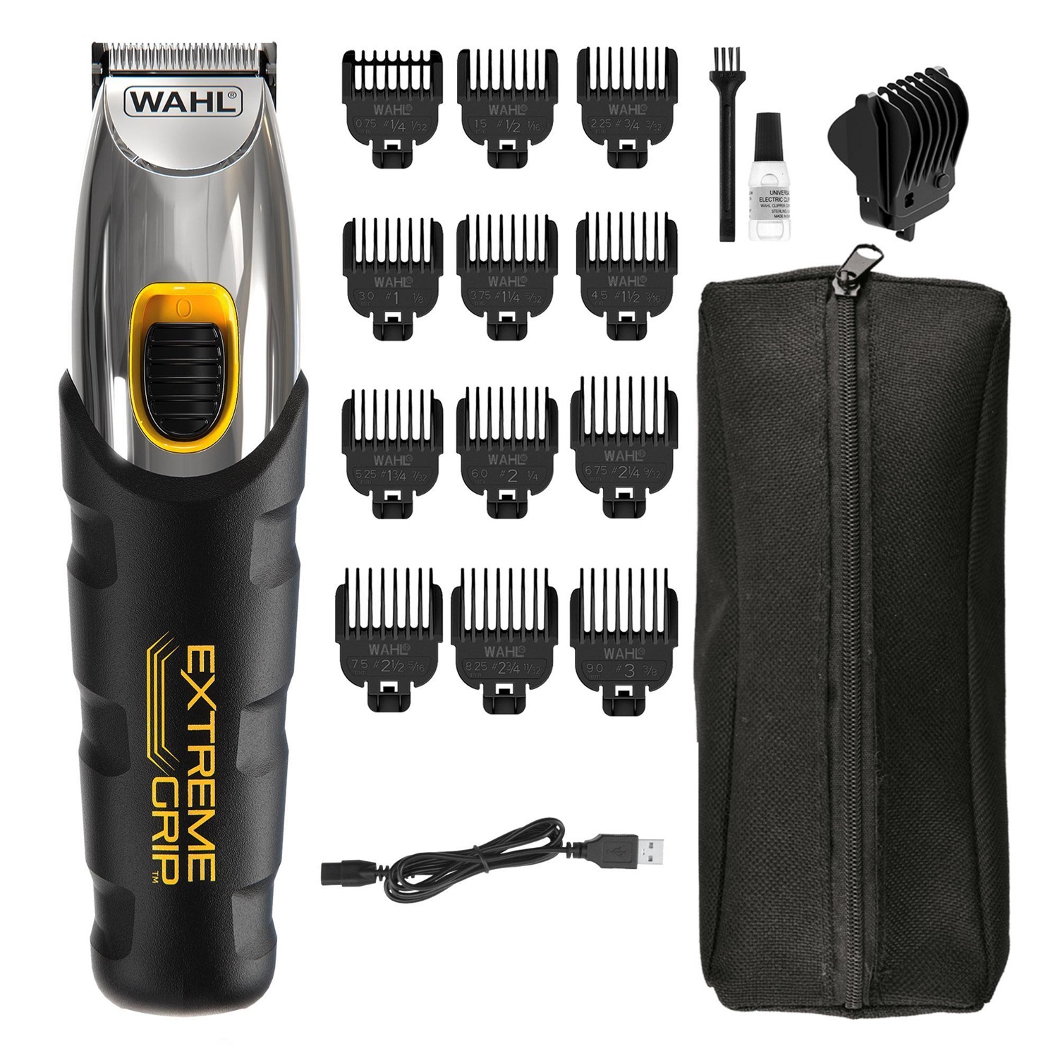 Wahl Extreme Grip - Tagliabarba da Uomo Senza Fili, Set per la Cura della Barba, Lame di Precisione, Facile da Pulire, Nero in Acciaio Inox