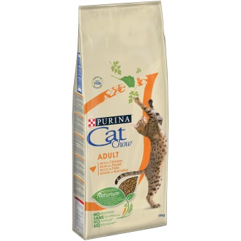 Purina Cat Chow Cibo Secco per Gatti Adulto 15 kg - Ricco in Pollo, Anatra e Salmone con Ingredienti Naturali