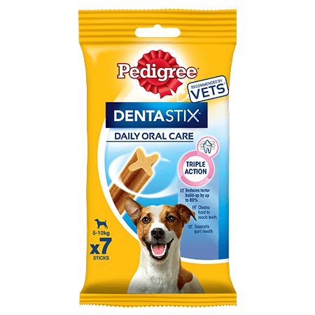 Pedigree DentaStix Snack Dentale per Cani Piccoli 110 g - Cura Dentale a Tripla Azione, oltre 4 Mesi, 7 Pezzi