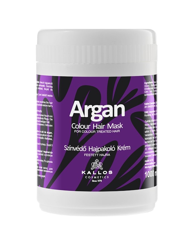 Kallos Argan Colour Hair Mask 1000 ml - Maschera Nutriente per Capelli Colorati con Olio di Argan e Provitamina B5