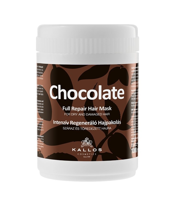 Kallos Chocolate Full Repair Hair Mask 1000 ml - Maschera Rigenerante per Capelli Secchi e Danneggiati con Estratto di Cioccolato
