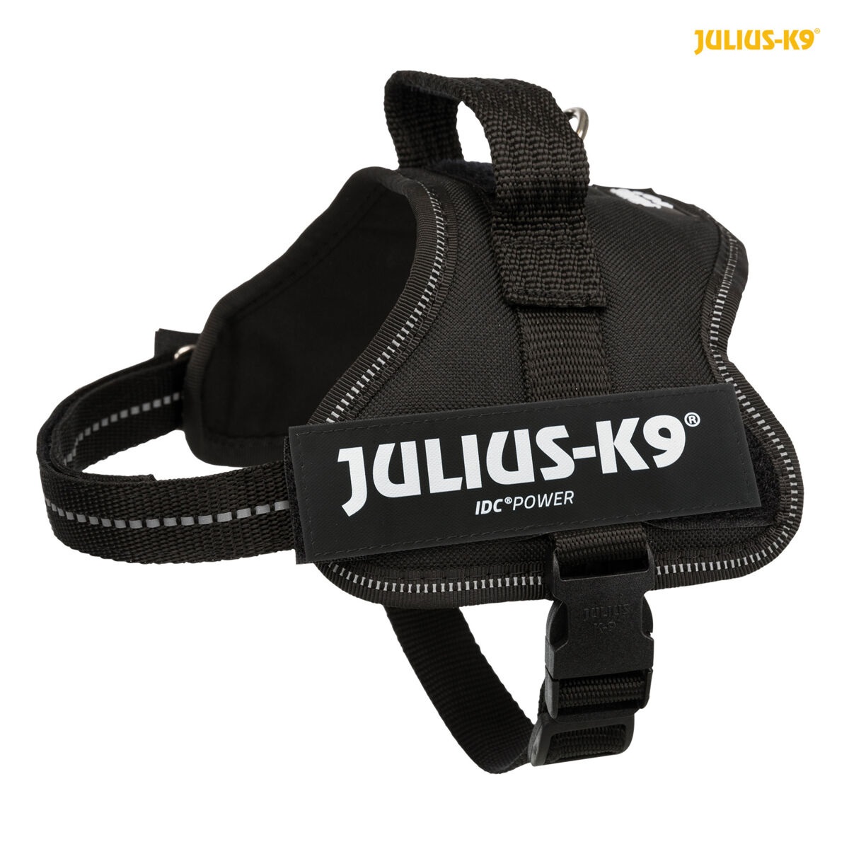 Julius-K9 Pettorina K9 Nera XS/Mini-Mini in Nylon con Anello in Acciaio e Maniglia - Circonferenza Toracica 40-53 cm