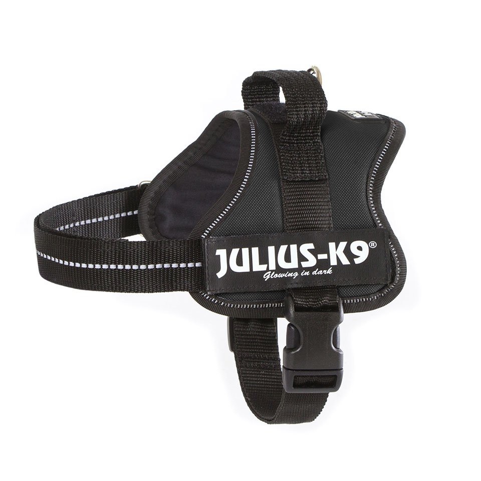 Julius-K9 Powerharness Mini/S Nero - Pettorina in Nylon per Cani, Circonferenza Torace 49-67 cm, Resistente e Ideale per Uso Professionale