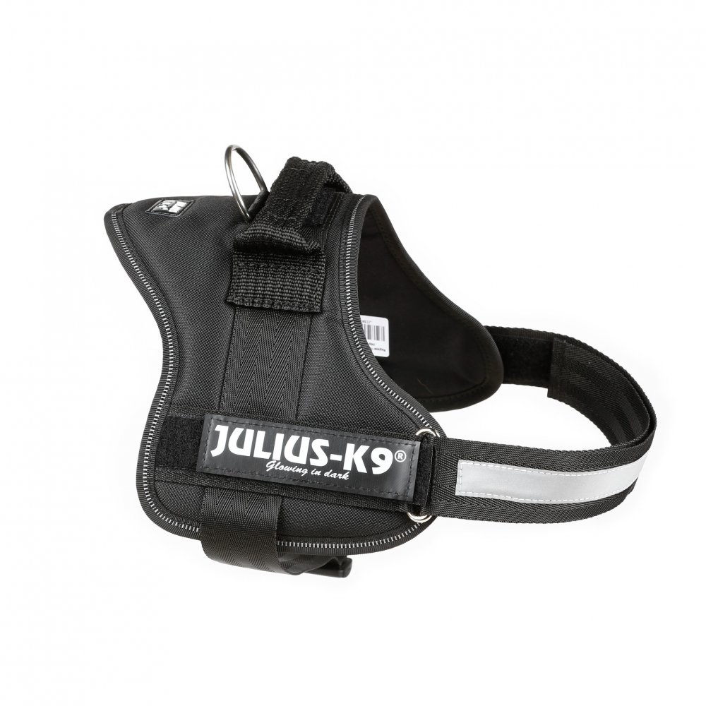 Julius-K9 Powerharness M/0 Nero Poliestere - Pettorina per Cane con Circonferenza Toracica 58-76 cm, Peso 14-25 kg