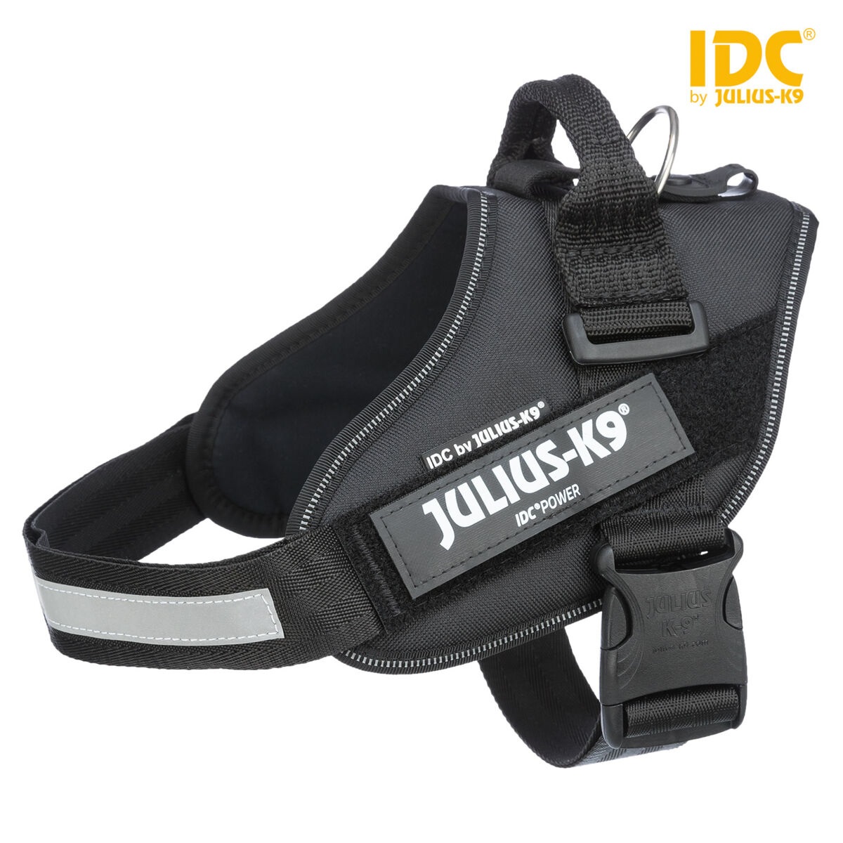 Julius-K9 Pettorina IDC Powerharness Nero Taglia M (58-76 cm) - Ergonomica e Traspirante per Cani