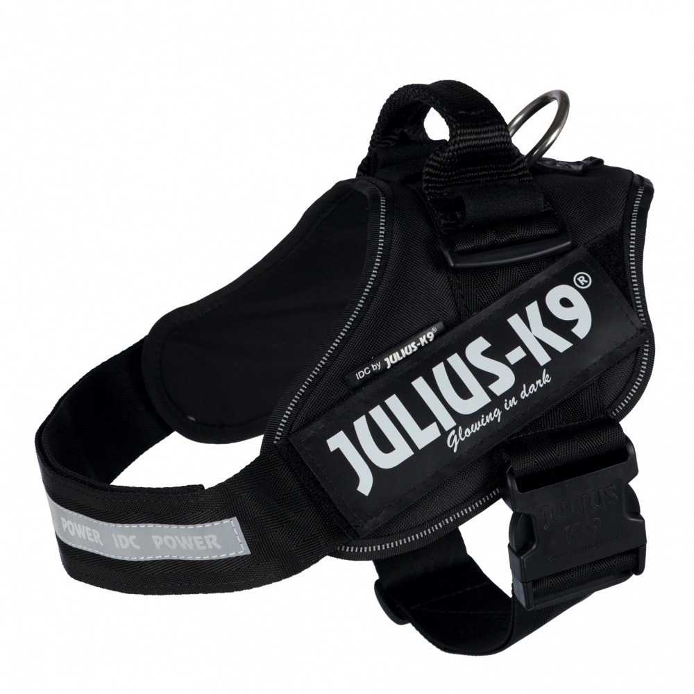 Julius-K9 Pettorina IDC® Powerharness Nero Taglia 1 - Ergonomica, Traspirante e Sicura per Cani (63-85 cm circ. torace)