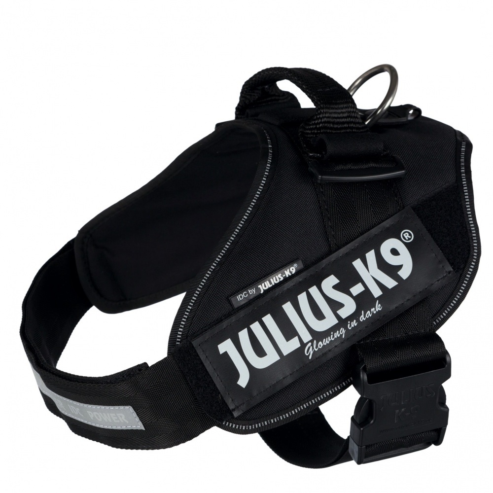 Julius-K9 IDC Powerharness Pettorina per Cani Nero - Taglia XL / 2 (71-96 cm, 28-40 kg) con Design Ergonomico e Bordi Riflettenti