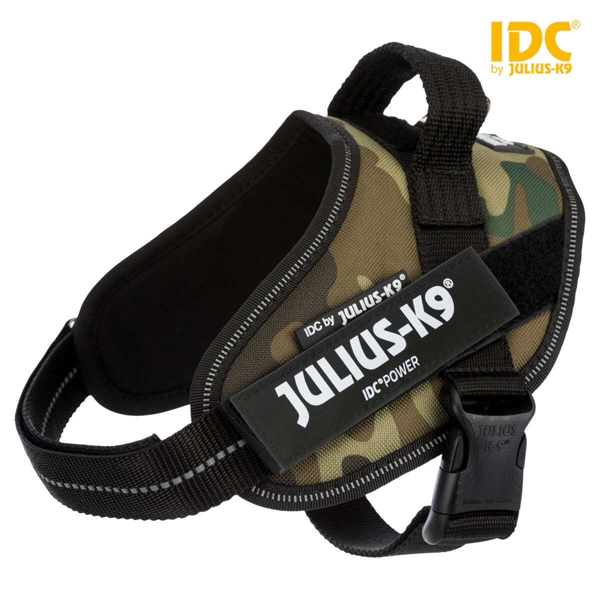 Julius-K9 Pettorina IDC Powerharness Camouflage XS / Mini-Mini (40-53 cm, 22 mm) - Controllo Professionale per Cani 4-7 kg