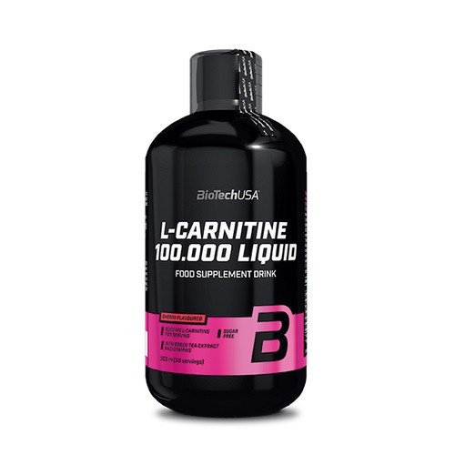 BioTechUSA L-Carnitine 100.000 Liquid 500ml - Coadiuvante nel metabolismo dei grassi, Gusto Ciliegia, Senza Glutine e Lattosio