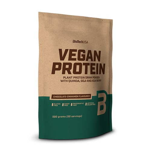 BioTechUSA Vegan Protein 500 grammi - Cioccolato e Cannella, Proteine Vegetali Senza Glutine e Lattosio, con Aminoacidi Aggiunti