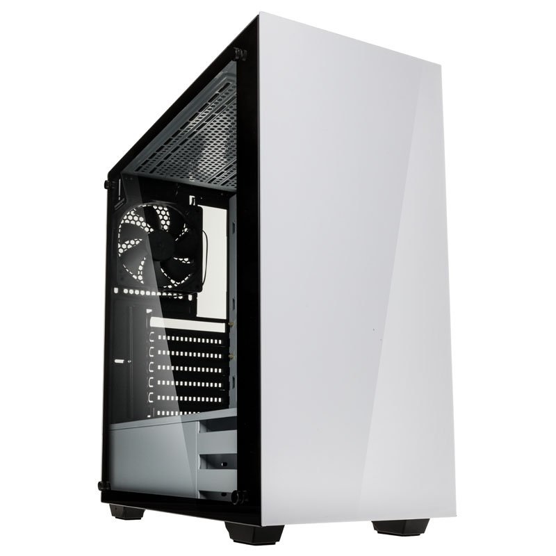 Kolink Stronghold Midi Tower Bianco con Pannello Laterale in Vetro Temperato, Supporto per E-ATX/ATX/Micro-ATX/Mini-ITX, 2 Ventole Pre-Montate