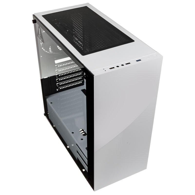 Kolink Stronghold Midi Tower Bianco con Pannello Laterale in Vetro Temperato, Supporto per E-ATX/ATX/Micro-ATX/Mini-ITX, 2 Ventole Pre-Montate