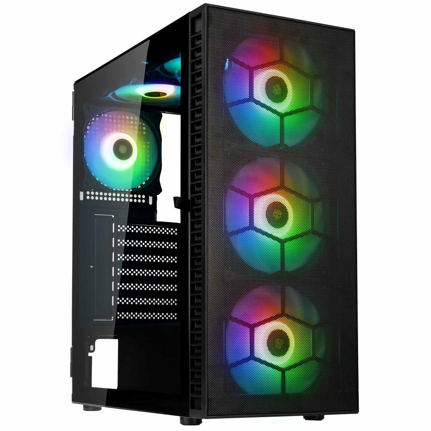 Kolink Observatory HF Mesh ARGB Case Midi Tower Nero - Acciaio, Vetro Temperato, Compatibile con Mini-ITX/Micro-ATX/ATX, Sei Ventole ARGB