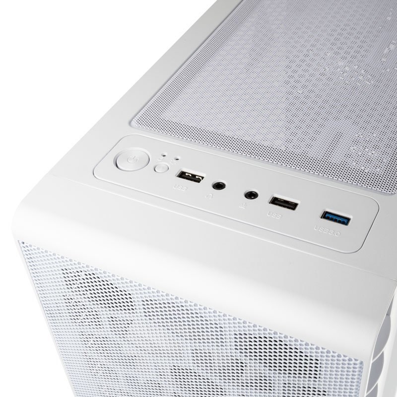 Kolink Observatory HF Mesh ARGB Midi Tower Bianco - Supporto ATX/MicroATX/Mini-ITX, 6 Ventole ARGB, Vetro Temperato