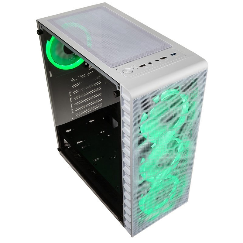 Kolink Observatory HF Mesh ARGB Midi Tower Bianco - Supporto ATX/MicroATX/Mini-ITX, 6 Ventole ARGB, Vetro Temperato