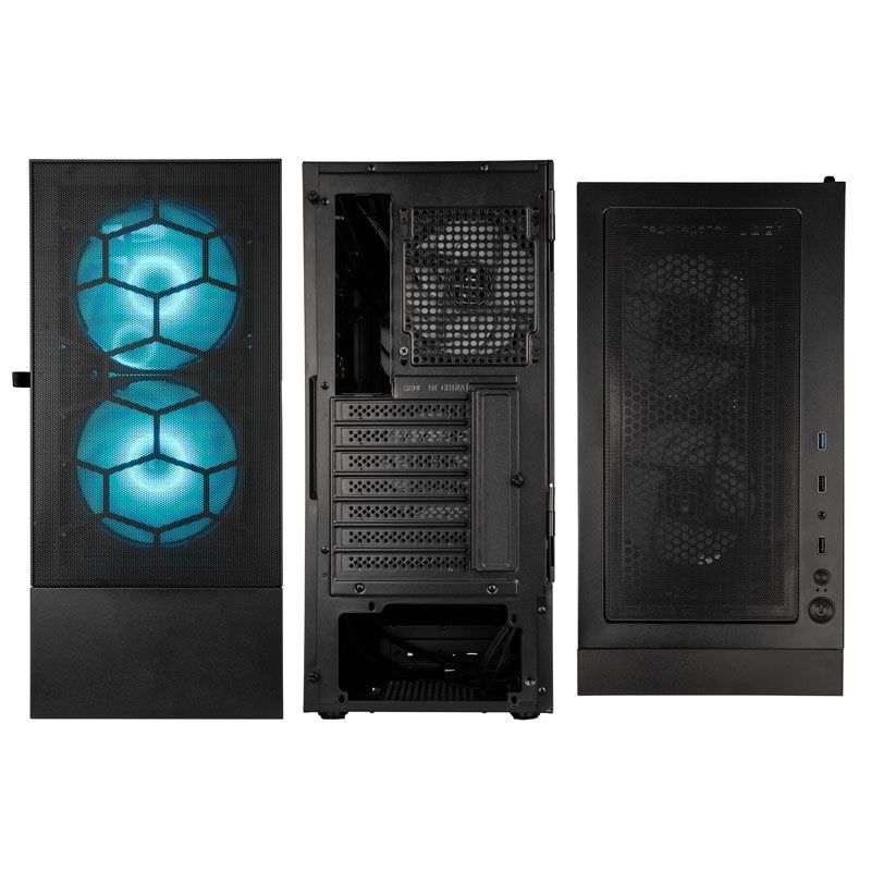 KOLINK Case Observatory MX Mesh ARGB Midi Tower Nero - Ventole 2x 140mm, Supporto ATX, Vetro Temperato