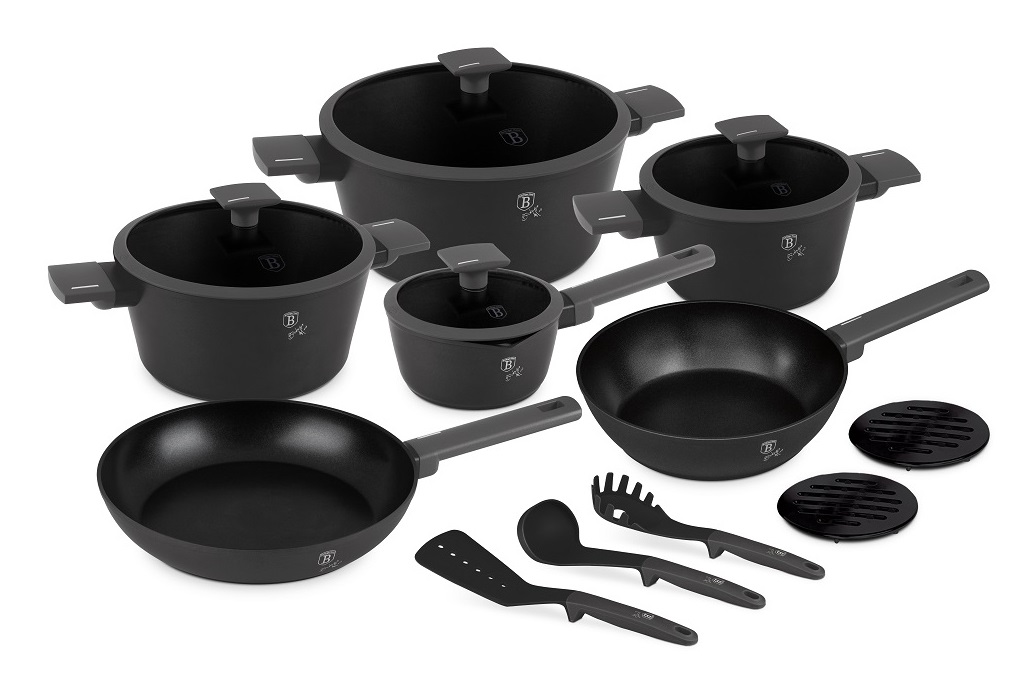 BerlingerHaus Set di Stoviglie 15 Pezzi in Alluminio Forgiato con Rivestimento Titanio - Collezione Antracit