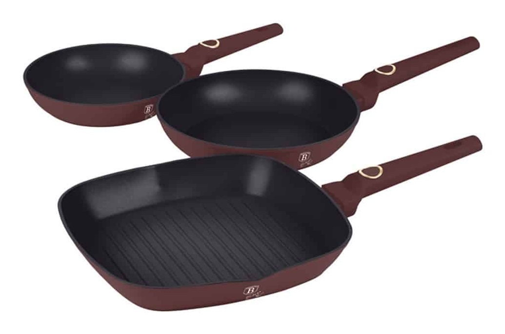 Berlinger Haus Set di 3 Padelle Leonardo Collection - Antiaderenti in Alluminio con Rivestimento TitaniumPro, 20-24-28 cm, Compatibili con Induzione