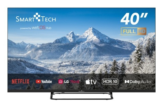 Smart-Tech 40FW01V Smart TV 40 Pollici Full HD LED con Wi-Fi, Sistema webOS, 3 HDMI, 2 USB, Nero