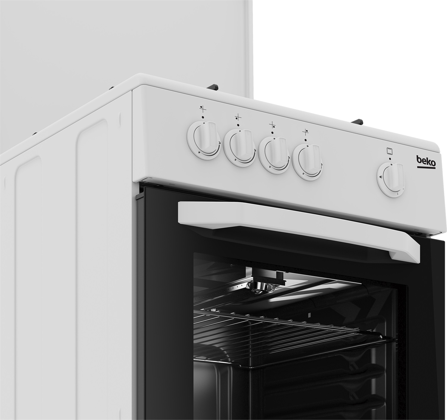 Beko Cucina a Gas CSG42009DW, 50x50 cm, Bianco, Forno a gas con grill, Piano cottura a gas 4 zone, Coperchio in metallo