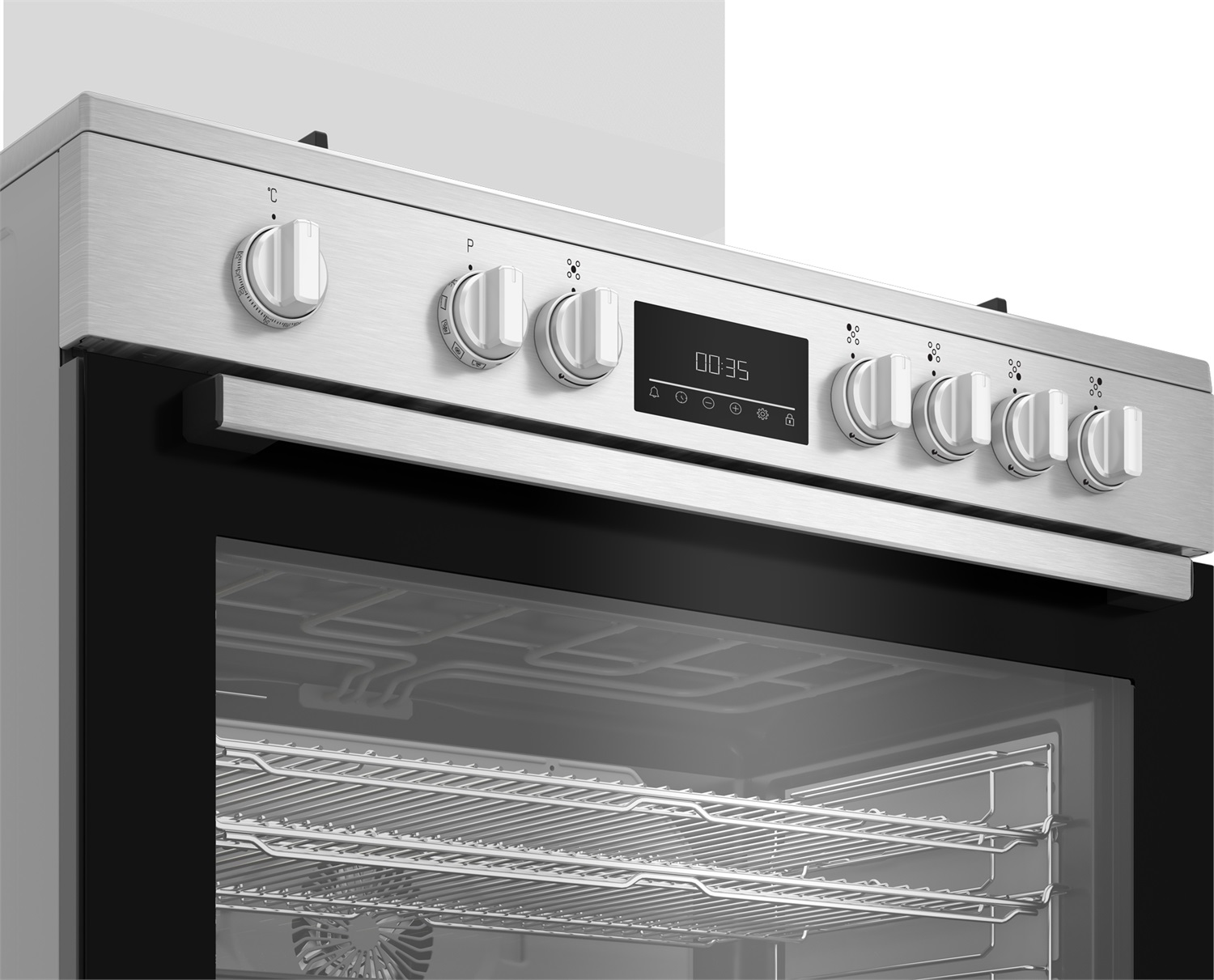 Beko BGM11226EX Cucina a Gas con Forno Elettrico Termoventilato, 5 Fuochi, 90x60 cm, Grill Elettrico, Classe A , Finitura Inox