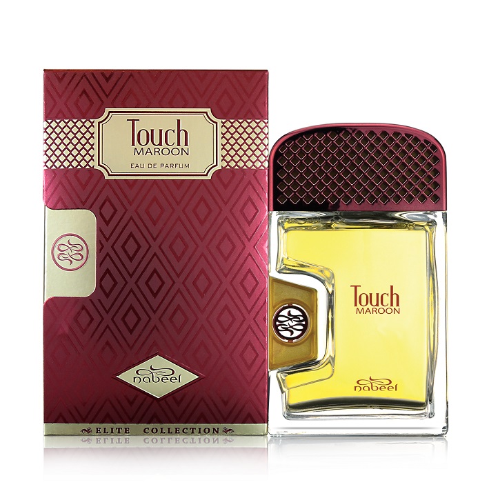 Nabeel Touch Maroon - Eau de Parfum 80 ml con note di arancia amara, rosa e legno di sandalo