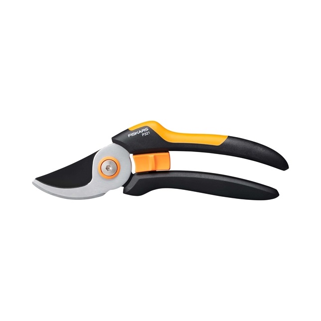 Fiskars Forbici da Giardino Solid M P321 - Cesoie Bypass per Rami Freschi e Ramoscelli, Lame in Acciaio Inox, Rivestimento Antiaderente, Lunghezza 20,1 cm, Nero/Arancione