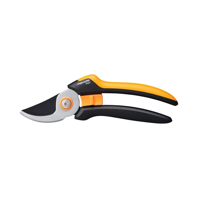 Fiskars Cesoia da Potatura Bypass Solid L P341 - Lama in Acciaio Temprato, Rivestimento Antiaderente, Lunghezza 20,5 cm, Colore Nero/Arancione